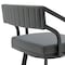 Armen Living Scranton 26" Swivel Modern Black Metal and Slate Gray Faux Leather Barstool 721535752263 - alternate 2